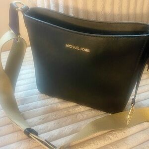 Michael Kors Black and Tan Messenger Bag